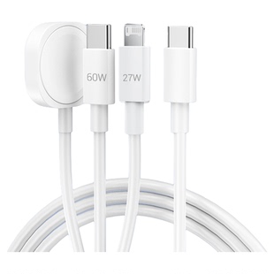 品胜Type-C三合一充电线苹果手表充电器一拖三pd快充适用iPhone17/16/15手机iWatchS10/9/S11/Ultra磁吸底座