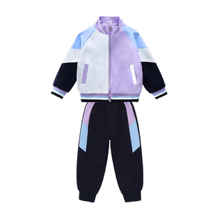 幼儿园园服春秋套装小学生校服运动会三件套一二年级夏季紫色班服