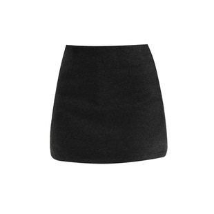 黑色毛呢短裙裤女秋冬季高级感侧开叉半身裙小个子气质A字包臀裙