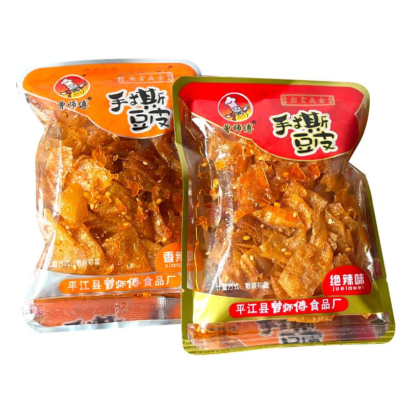湖南特产平江香辣豆干曾师傅手撕豆皮500g麻辣零食辣条混搭小包装