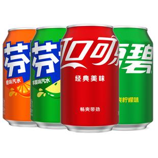 Coca-Cola/可口可乐雪碧汽水饮料混合330ml*24罐装整箱矮胖罐
