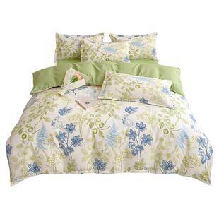 【现货】全尺寸简约小清新叶子化纤四件套床笠3件套四季男女通用