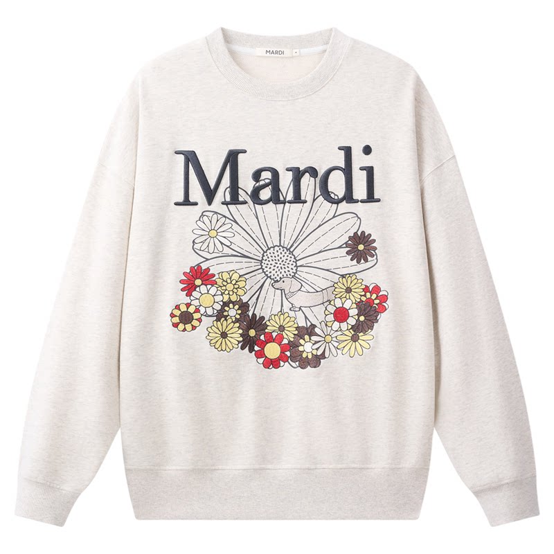 MardiLadin2026新款秋季小雏菊圆领长袖韩系松弛感卫衣外套女款
