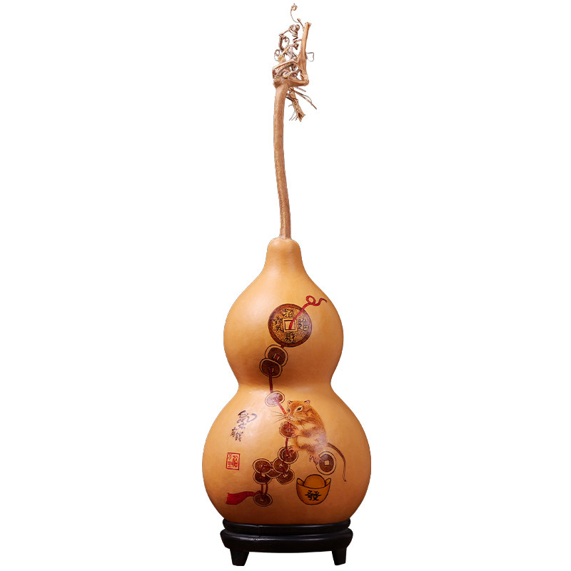 天然葫芦手工烙画图案十二生肖大葫芦摆件小绘画雕刻客厅文玩摆件