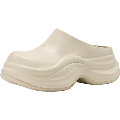 Rosa Bianca一脚蹬厨师拖鞋女2026春新款外穿厚底休闲包头半拖鞋