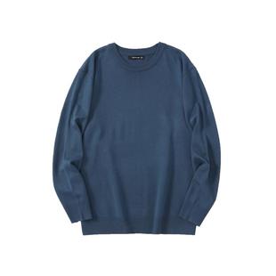 KC真维斯毛衣男装圆领宽松蓝色秋冬季针织衫衣服上衣秋冬季