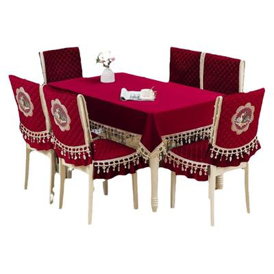 布连天红色桌布椅子套罩结婚喜庆