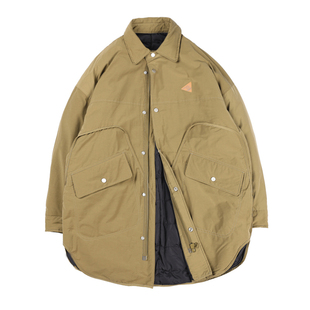 WPP 日系cityboy复古中长款白鸭绒衬衫外套男冬季宽松休闲羽绒服