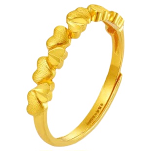 老凤祥心心相印黄金戒指2025新款足金爱心活口指环生日礼物送女友