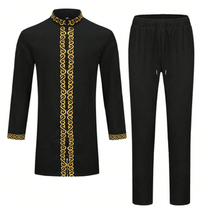 Kaftan Suit Kaunda Set非洲中东阿拉伯男士两件套装民族传统服饰