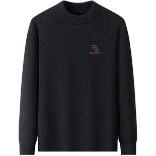 啄木鸟加肥加大男款毛衣圆领加绒加厚保暖胖子大码男装针织打底衫