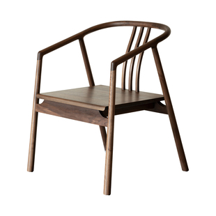 贞木器屿新中式圈椅茶室客椅黑胡桃木茶椅禅意太师椅全实木主人椅