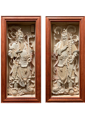 门神艺术品手工雕刻玄关挂画
