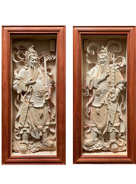 门神艺术品手工雕刻玄关挂画