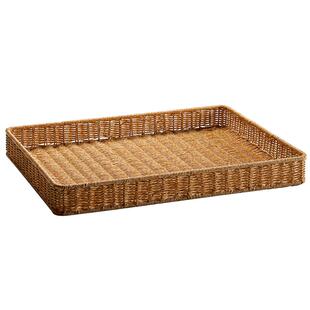 Kens超市大号货架面包水果展示盘家用客厅茶几杂物收纳果盘仿藤编