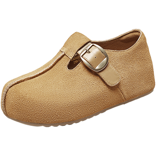 意尔康真皮软底勃肯鞋女2026春新款内增高复古百搭休闲玛丽珍单鞋