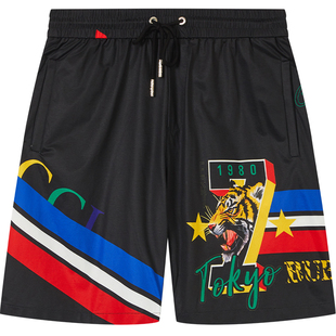 BM男士裤子2022新款印花条纹虎头短裤男潮牌ins爆款休闲五分裤夏