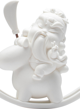 德化白瓷马上摇成功关公摆件