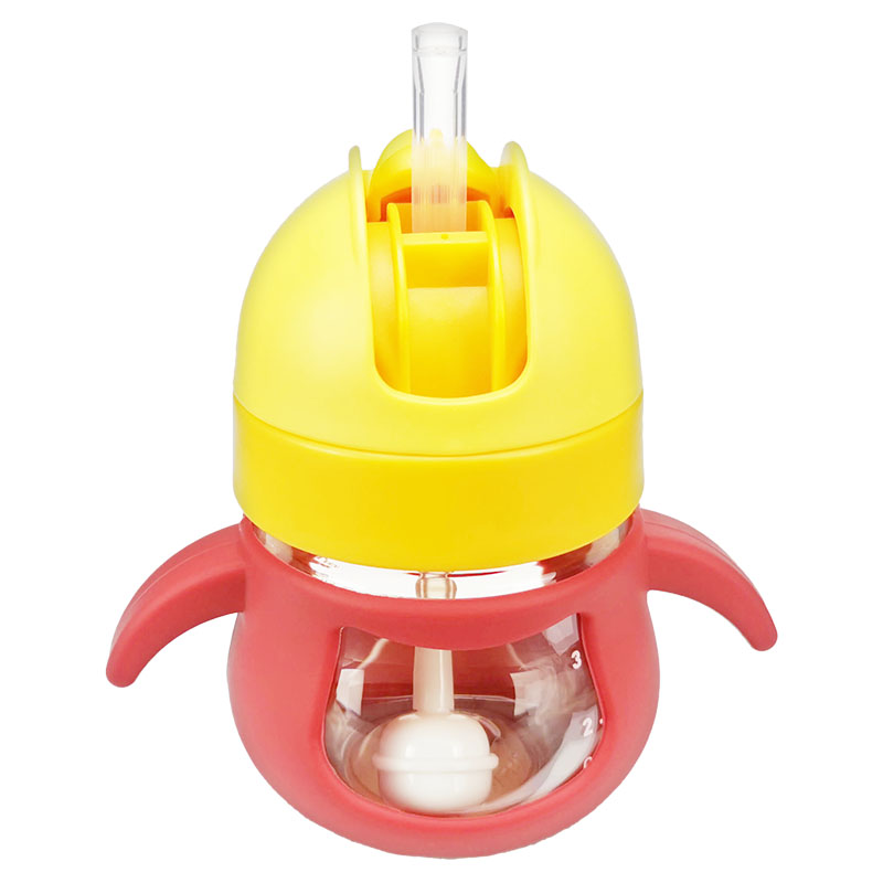 宝宝宽口径PPSU防胀气小奶瓶120ml+防漏吸管水杯头婴幼儿喝水便携