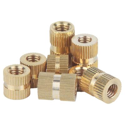 铜镶嵌双通注塑螺母预埋件滚花