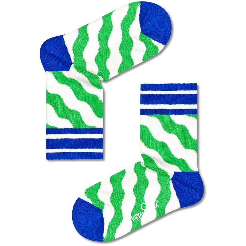HappySocks潮牌春季款童袜彩色多巴胺运动清新波浪条纹个性中筒袜
