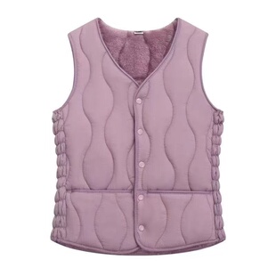 新款秋冬加厚羽绒棉马甲女加绒轻薄保暖背心羊羔绒马夹内外穿坎肩