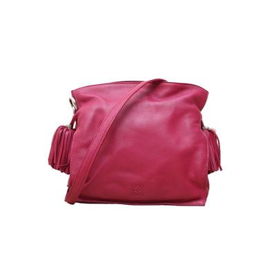 【自营】中古95新Loewe/罗意威单肩包紫色皮革SFlamenco福袋流苏