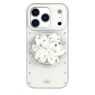 kaia 温柔简约水钻立体百合花适用苹果17promax手机壳iphone16pro新款15女14pro磁吸支架15pro全包防摔手机套