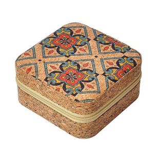 高档复古首饰盒便携旅行耳环戒指项链收纳盒印花珠宝礼品便携盒子