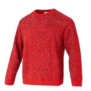 马年新年款CNY红色阿迪达斯三叶草2025新款男装宽松毛衣针织衫