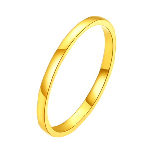 黄金戒指999足金素圈光面小克重泥鳅背细款尾戒按克实心纯金女男