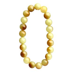 四通新疆和田玉手串黄口料糖红皮玉石天然黄玉手链10厘手饰男女款