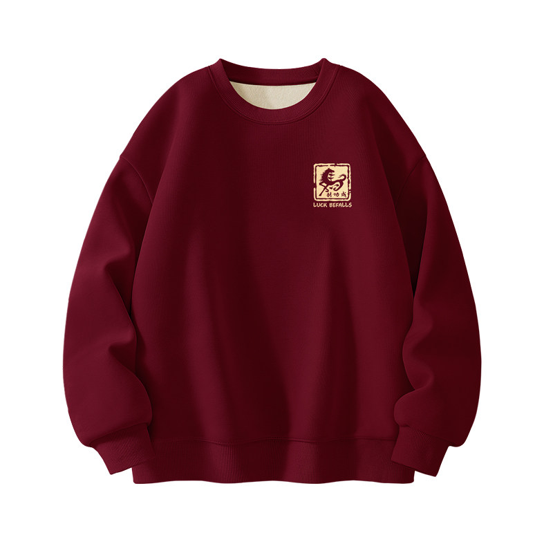 真维斯卫衣男加厚本命年红色加绒外套男款青少年保暖男生上衣冬Q