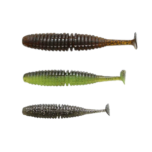 常吉一诚爆震鲱鱼4/5寸多节螺纹T尾路亚软饵鲈鱼竞技倒钓插铅卡罗