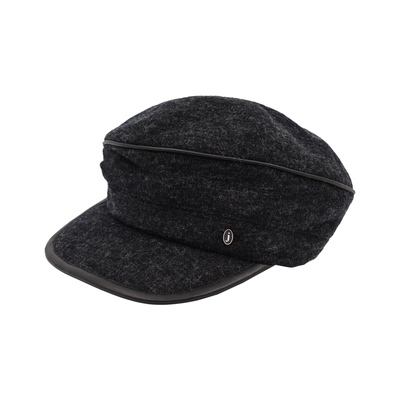 JOJOKUR 暗黑甜酷廓形小众设计毛呢骑士帽_手工羊皮边装饰报童帽