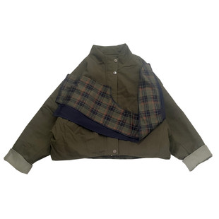 冬季新款棉服女立领拉链宽松军绿色夹棉外套个性休闲时尚围巾棉衣