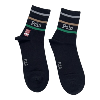 POLO纯棉无骨学院风运动中长筒袜
