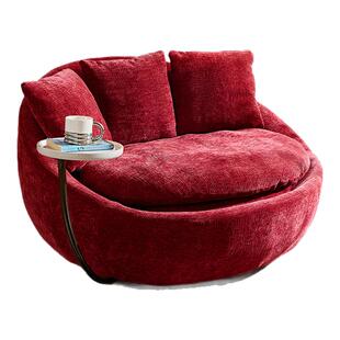 菲尚丽家意式单人沙发椅带茶几设计师客厅休闲懒人沙发圆形可旋转