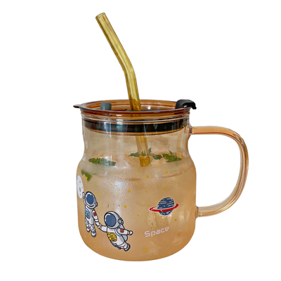 奶茶杯大容量玻璃吸管杯耐高温