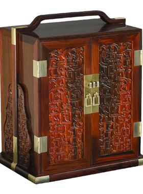 天纵大红酸枝全独螭龙手提书箱