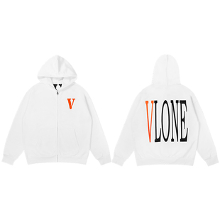 VLONE 基础款logo拉链卫衣新款街头美式帽衫男女同款潮连帽外套