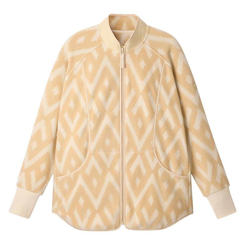 蕉下宽松万粒绒外套女初秋新款美拉德防风柔软摇粒绒中长款薄外套