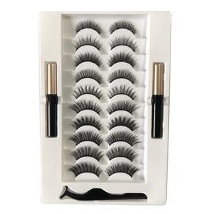 3D自然假睫毛10对 5磁铁混装磁性眼线液套装5 Magnetic Eyelashes