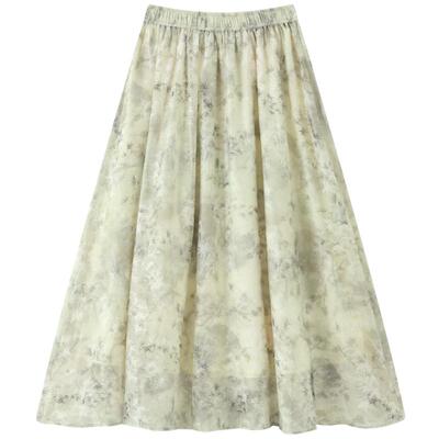 乐町松紧腰印花伞裙新款碎花长半裙C2GFE2F02