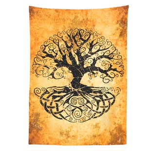 ins挂布背景布竖版挂毯瑜伽布生命之树塔罗牌桌布绒布推牌布定制