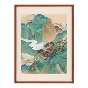 南知彩|春山烟霭x高秋健国画青绿山水客厅新中式装饰画办公室挂画