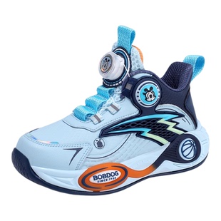 巴布豆男童加绒二棉运动鞋2025秋冬新款皮面防水儿童中大童篮球鞋