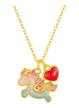 爱心小马项链S925纯银锁骨链礼物