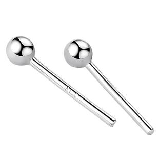 999纯银耳钉女养耳洞睡觉免摘简约小巧圆珠耳骨钉男士小耳环耳饰