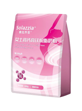 女士奶粉脱脂高钙高铁高蛋白牛奶粉无蔗糖独立包装袋装配方冲泡